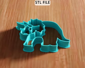 3D Dinosaur Triceratops Cookie Cutter STL File – Kids Baking (Digital Download)