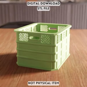 3D Stackable Storage Crate STL File - Modern Organizer Box Design (Digital Download)