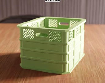 3D Stackable Storage Crate STL File - Modern Organizer Box Design (Digital Download)