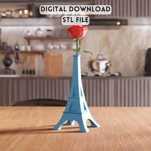 3D Eiffel Tower Vase STL File - Paris decor flower holder home accent (Digital Download)