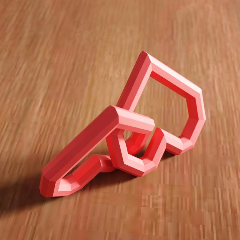 3D Interlocking Heart STL File - Modern Love Decor Geometric Sculpture (Digital Download) image 7