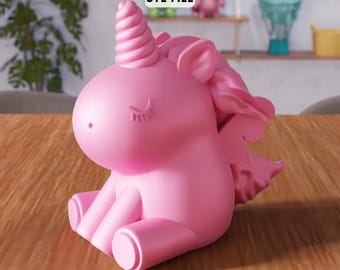 3D-beeldje eenhoorn STL-bestand - kawaii kinderkamerdecor eenhoornmodel (digitale download)