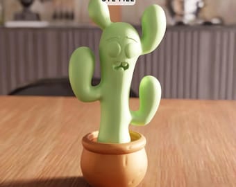 Fichier STL 3D Cactus - modèle de décoration de bureau plante dessin animé (téléchargement numérique)