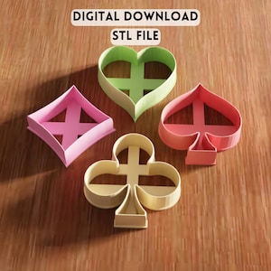 3D-kaarten koekjessnijderset STL-bestand: bakvormen, pokerfeesttraktaties (digitale download)