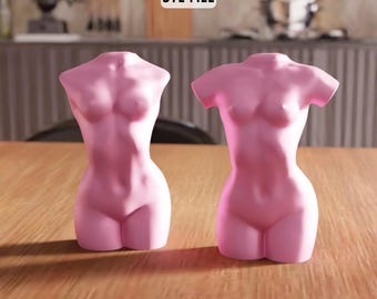 Escultura de torso femenino en 3D (archivo STL) - Arte corporal abstracto (descarga digital)