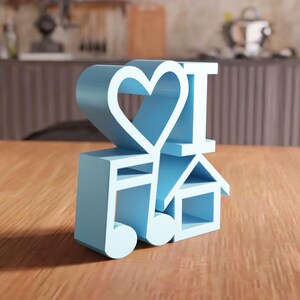 3D I Love Home Music Decor STL File - Modern Wall Accent Typography (Digital Download) image 3