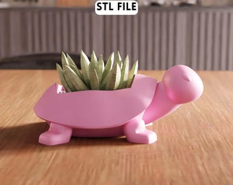 Maceta de tortuga 3D (archivo STL) - Decoración para el hogar con suculentas (descarga digital)