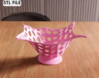 STL-bestand 3D abstracte kom - moderne geperforeerde fruitschaal (digitale download)