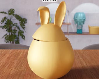 3D Easter Bunny Jar STL File - Rabbit Decorative Container (Digital Download)