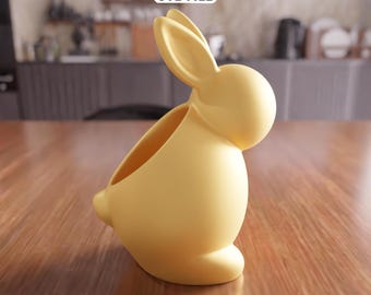 3D Bunny-container STL-bestand - konijndecor, paasbureau-organizer (digitale download)