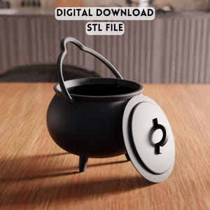3D Cauldron Pot STL File - Witch Decor Halloween Tabletop Display (Digital Download)