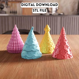 3D Christmas Tree Set STL File - Decorative holiday tree decor models (Digital Download)