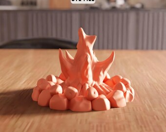 3D Campfire Decorative Figure STL File - Modern Fire Sculpture Decor (Digital Download)