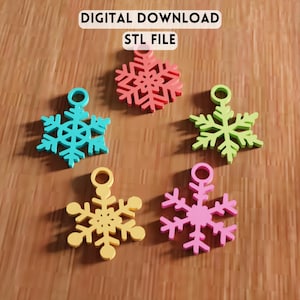 File STL del set di ornamenti a forma di fiocco di neve 3D - Decorazioni invernali da appendere all'albero di Natale (download digitale)