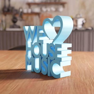 3D We Love Music STL File - music quote decor sign modern typography (Digital Download) image 2
