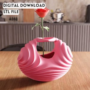 Archivo STL de jarrón espiral 3D: decoración esculpida moderna para el hogar (descarga digital)