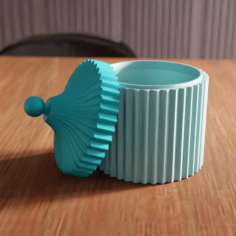 3D Ribbed Storage Jar STL File - Modern Lidded Container for Home Decor (Digital Download) image 7