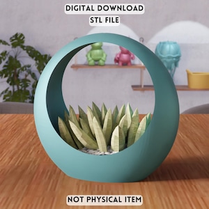 3D Ring Planter STL File - Modern Circular Decorative Pot (Digital Download)