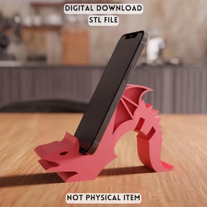 3D Dragon Phone Stand STL File - Fantasy Smartphone Holder Desk Decor (Digital Download)