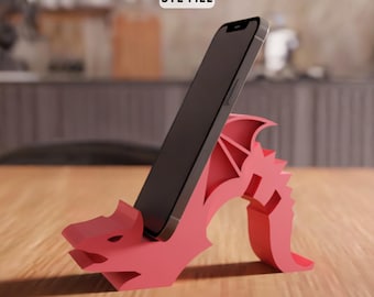 3D Dragon Phone Stand STL File - Fantasy Smartphone Holder Desk Decor (Digital Download)