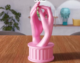 3D Abstract Hands Sculpture STL File - Romantic Gift, Couple Art (Digital Download)
