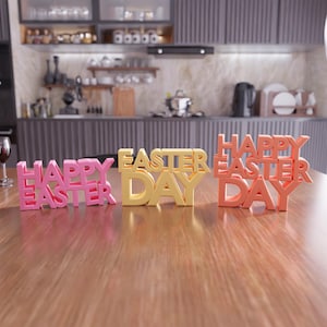 Texto 3D de Feliz Pascua como archivo STL y decoración de Pascua, impresión 3D, día de Pascua, regalo de Pascua, decoración de letras, archivo de impresión 3D, Feliz Pascua