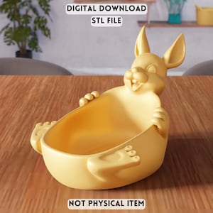 3D Easter Bunny Bowl STL File - Rabbit Decorative Candy Dish (Digital Download)