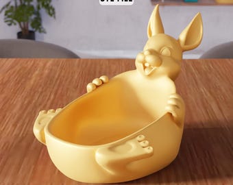 Archivo STL de tazón de conejo de Pascua 3D - Plato decorativo para dulces de conejo (Descarga digital)