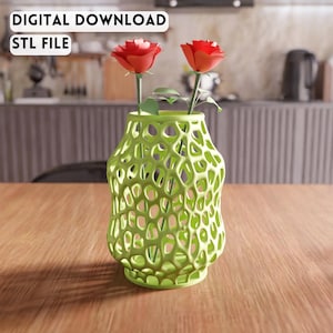3D Organic Lattice Vase STL File - Contemporary Parametric Vase Design (Digital Download)