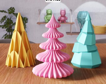 3D-kerstboomset V5 STL-bestand - minimaal vakantiedecor (digitale download)