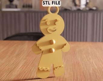 3D Gingerbread Man Ornament STL File - holiday decor cookie charm (Digital Download)