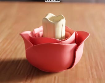 3D Flower Tea Light Holder STL File – Floral Garden Decor (Digital Download)