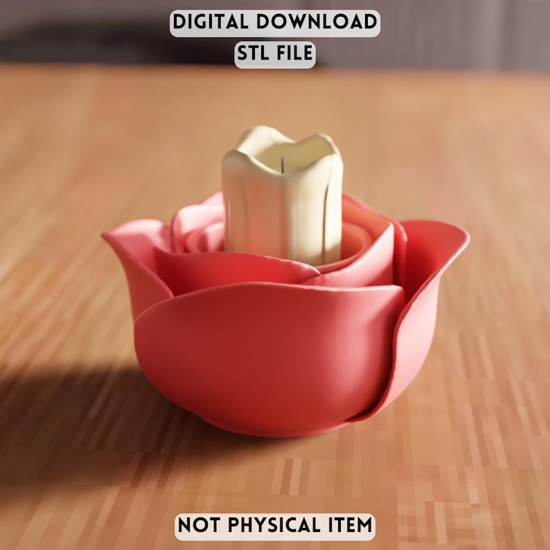 3D Flower Tea Light Holder STL File – Floral Garden Decor (Digital Download) image 1