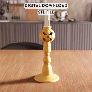 3D Jack O'Lantern ljusstake STL-fil - Halloween läskig dekormodell (digital nedladdning)