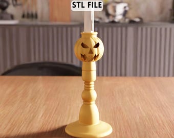3D Jack O Lantern Candle Holder STL File - Halloween spooky decor model (Digital Download)