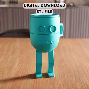 Archivo STL de taza 3D andante: modelo de taza de pie para una divertida decoración de escritorio (descarga digital)
