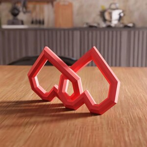 3D Interlocking Heart STL File - Modern Love Decor Geometric Sculpture (Digital Download) image 8