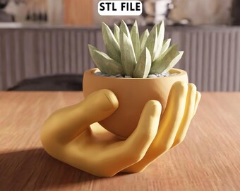 3D-handplanter STL-bestand - uniek vetplanthouderontwerp voor woondecoratie (digitale download)