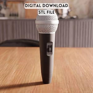 3D Microphone STL File - Desk decor model for music lovers display accent (Digital Download)