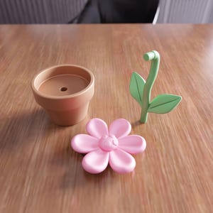 3D Flower with Pot Decor