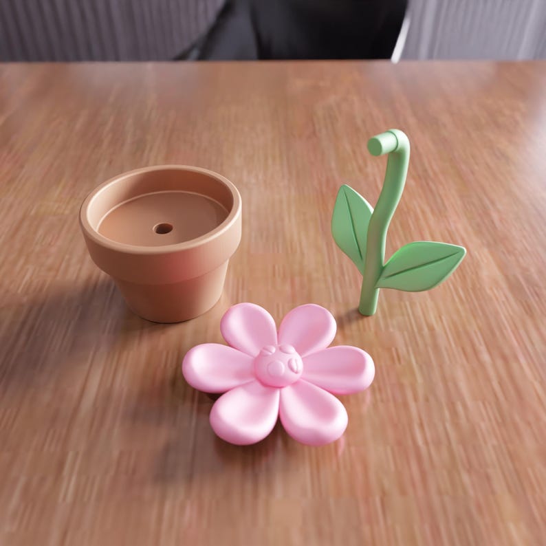 3D Flower with Pot Decor
