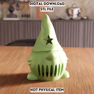 3D Christmas Gnome Tea Light STL File – Holiday Candle Holder (Digital Download)