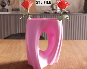 3D Organic Sculpt Vase STL File - Modern abstract flower holder home decor (Digital Download)