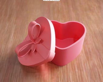 3D Heart Gift Box STL File - Valentine Storage Container, Romantic Decor Box (Digital Download)