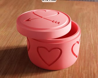 3D Heart Storage Box STL File - Cupid Arrow Love Organizer (Digital Download)