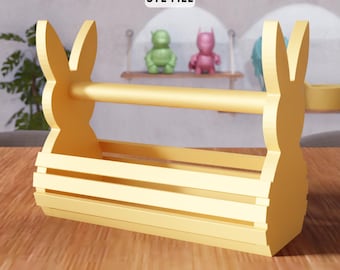 3D Easter Bunny Basket STL File - Decorative Rabbit Organizer Home Decor (Digital Download)