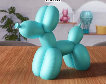 3D Balloon Dog Sculpture STL File - Modern Pop Art Decorative Figure (Digital Download)