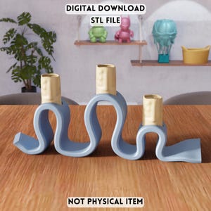Candelabro de cinta ondulada 3D, archivo STL - Decoración moderna para centro de mesa (descarga digital)