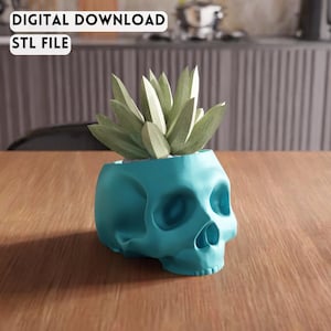 3D Skull Planter STL File - Unique Gothic Succulent Pot Decor (Digital Download)
