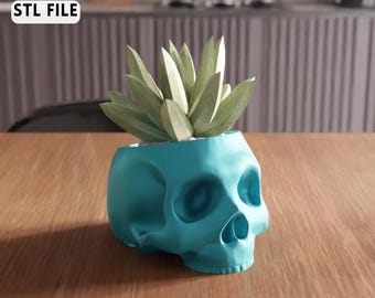 File STL per vaso da fiori con teschio 3D - Decorazione unica per vaso da fiori gotico (download digitale)